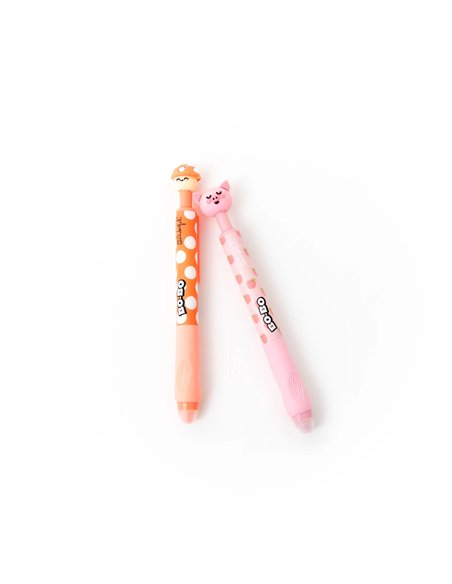 Set de 2 stylos effaçables Bo-Bo Click! - Champignon et Cochon - MR WONDERFUL