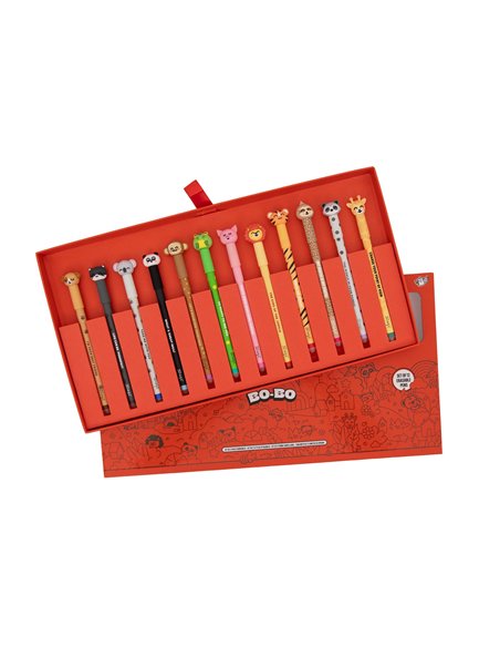 Set de 12 stylos effaçables Bo-Bo - Animaux - MR WONDERFUL