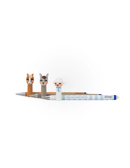 Set de 3 stylos effaçables Bo-Bo – Ferme : Agneau, Âne et Cheval - MR WONDERFUL