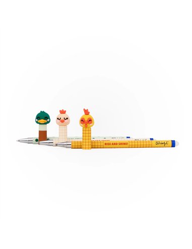 Set de 3 stylos effaçables Bo-Bo – Ferme : Poule, Coq et Canard - MR WONDERFUL