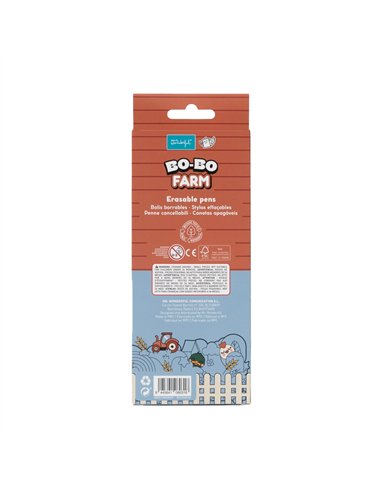 Set de 3 stylos effaçables Bo-Bo – Ferme : Poule, Coq et Canard - MR WONDERFUL