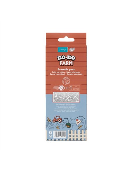 Set de 3 stylos effaçables Bo-Bo – Ferme : Poule, Coq et Canard - MR WONDERFUL