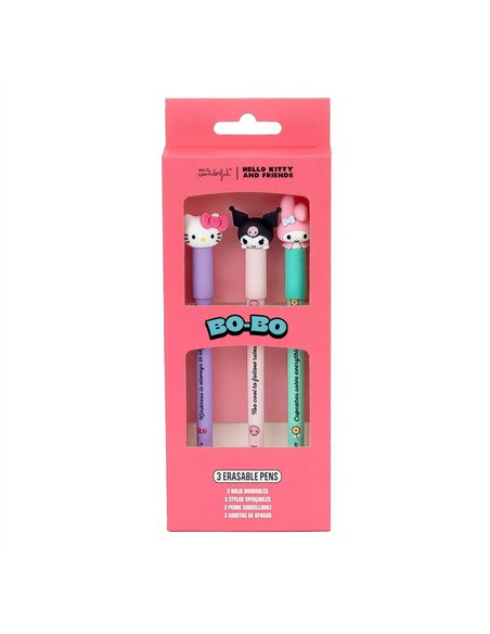 Set de 3 stylos effaçables Bo-Bo – Hello Kitty, My Melody et Kuromi - MR WONDERFUL