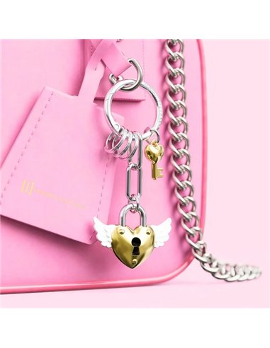 Porte-clés charms Cadenas coeur doré