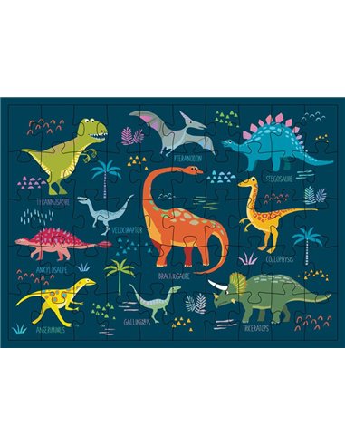Boîte Mini Puzzle des Dinosaures 50 Pièces Cartes d'Art