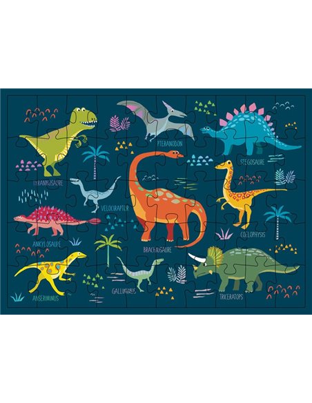 Boîte Mini Puzzle des Dinosaures 50 Pièces Cartes d'Art