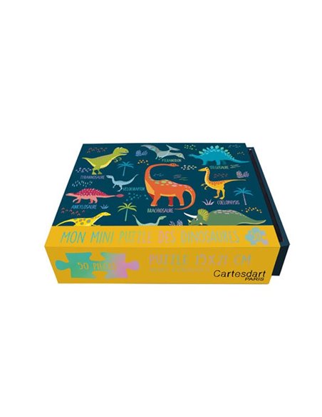 Boîte Mini Puzzle des Dinosaures 50 Pièces Cartes d'Art