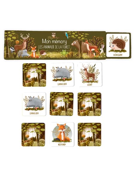 Jeu Memory Imagier des Animaux de la Forêt Cartes d'Art