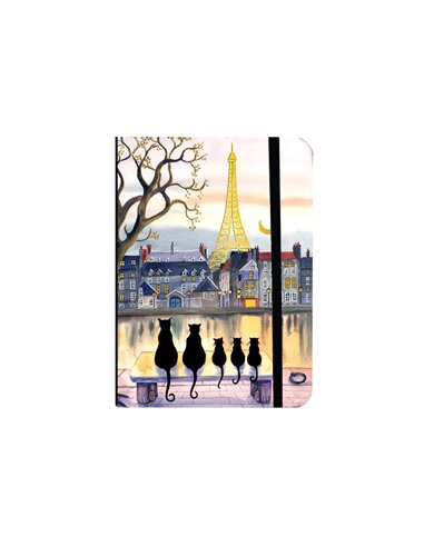 Calepin Élastique A6 Chats Noirs de Paris Cartes d'Art