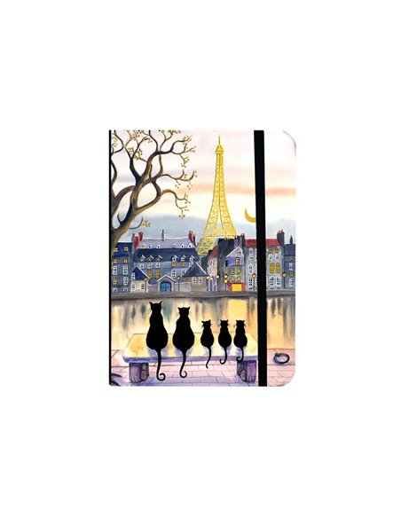 Calepin Élastique A6 Chats Noirs de Paris Cartes d'Art