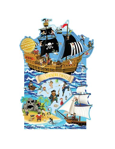 Jeu Stickers et Poster Bateau de Pirates Cartes d'Art