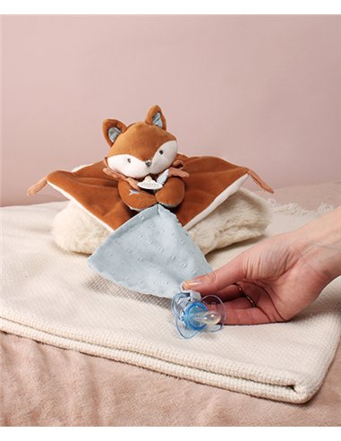 TIMO - Doudou attache-sucette renard