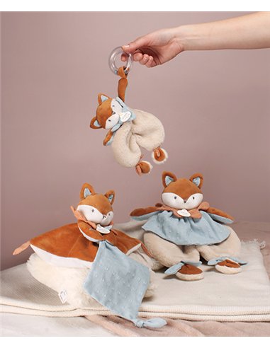 TIMO - Doudou renard 29cm bleu