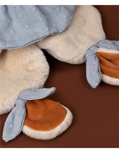 TIMO - Doudou renard 29cm bleu