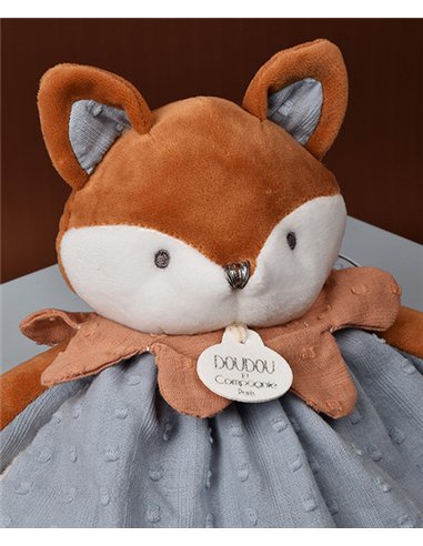 TIMO - Doudou renard 29cm bleu