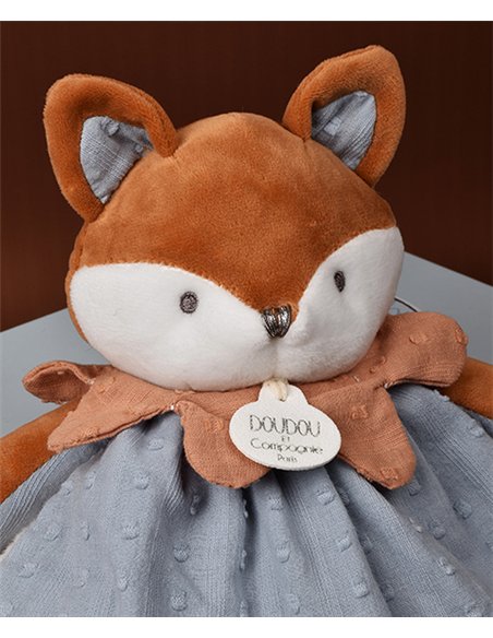 TIMO - Doudou renard 29cm bleu