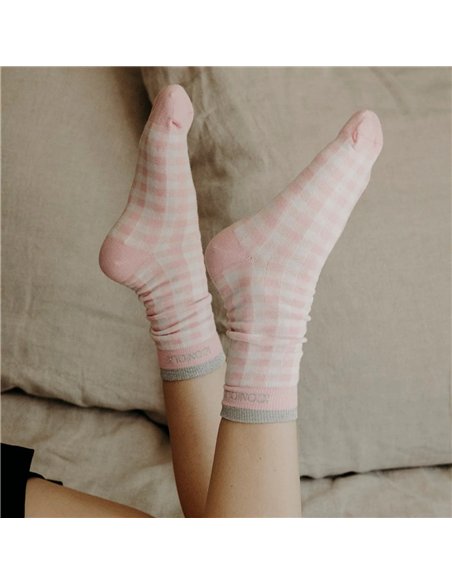 Chaussettes hautes "ICONIQUE" – vichy rose - Poule House