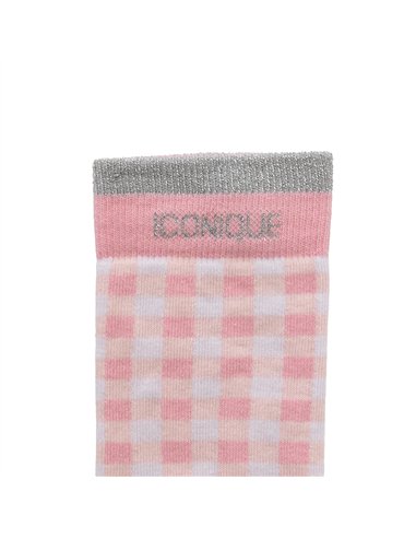 Chaussettes hautes "ICONIQUE" – vichy rose - Poule House