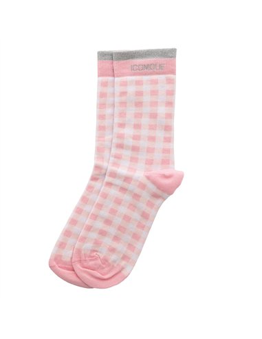 Chaussettes hautes "ICONIQUE" – vichy rose - Poule House