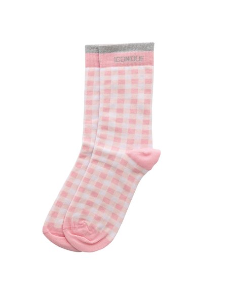 Chaussettes hautes "ICONIQUE" – vichy rose - Poule House