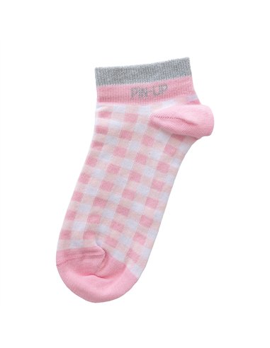 Chaussettes courtes sneakers "PIN-UP" – vichy rose - Poule House