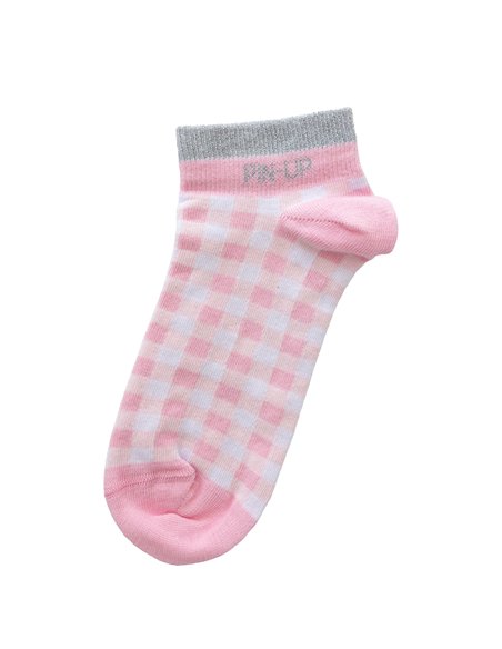 Chaussettes courtes sneakers "PIN-UP" – vichy rose - Poule House