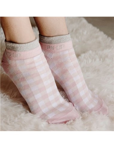 Chaussettes courtes sneakers "PIN-UP" – vichy rose - Poule House