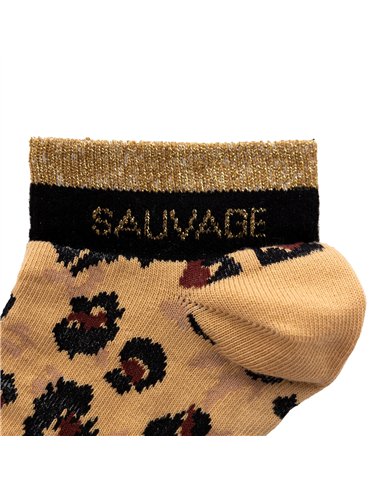 Chaussettes courtes sneakers "SAUVAGE" – léopard - Poule House