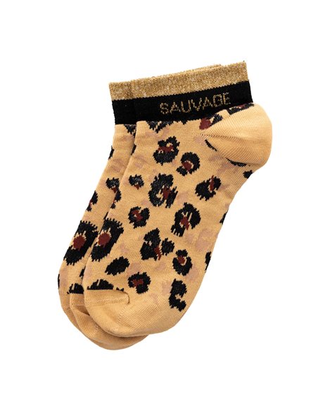 Chaussettes courtes sneakers "SAUVAGE" – léopard - Poule House