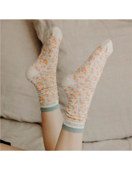 Chaussettes hautes "IRRESISTIBLE" – liberty orange - Poule House
