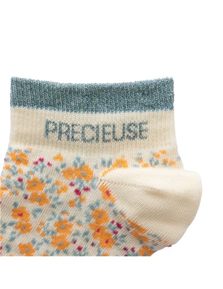 Chaussettes basses sneakers "PRECIEUSE" – liberty orange - Poule House