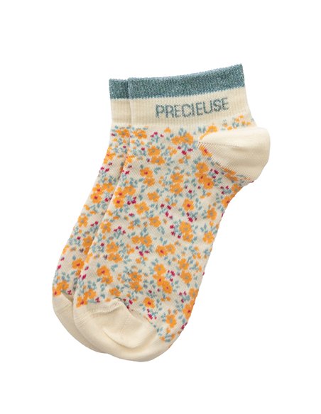 Chaussettes basses sneakers "PRECIEUSE" – liberty orange - Poule House