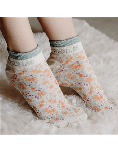Chaussettes basses sneakers "PRECIEUSE" – liberty orange - Poule House