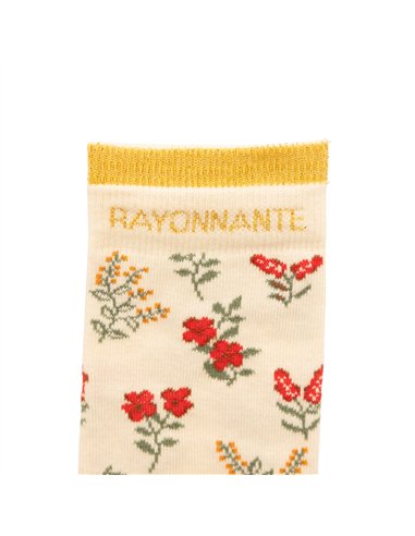Chaussettes hautes "RAYONNANTE" – fleurs rouges - Poule House