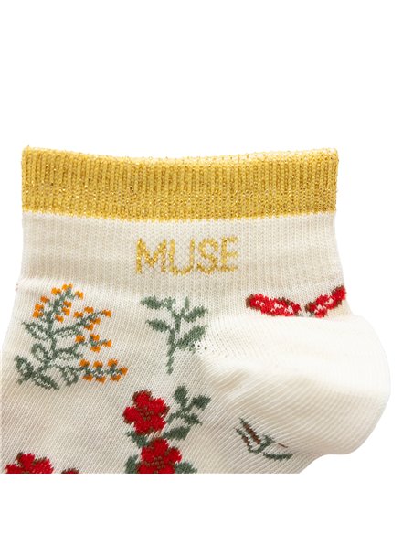 Chaussettes basses sneakers "MUSE" – fleurs rouges - Poule House