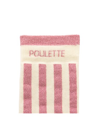 Chaussettes hautes "POULETTE" – rayées écru/ rose - Poule House