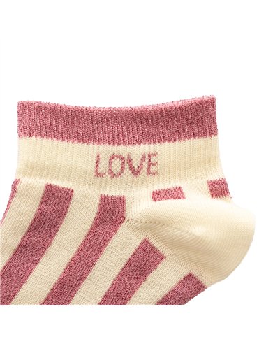 Chaussettes basses sneakers "LOVE" – rayées écru/ rose - Poule House