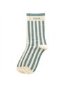 Chaussettes hautes "SUBLIME" – rayées écru/ vert de gris - Poule House