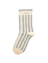 Chaussettes hautes "MA VIE" – rayées écru/ gris - Poule House