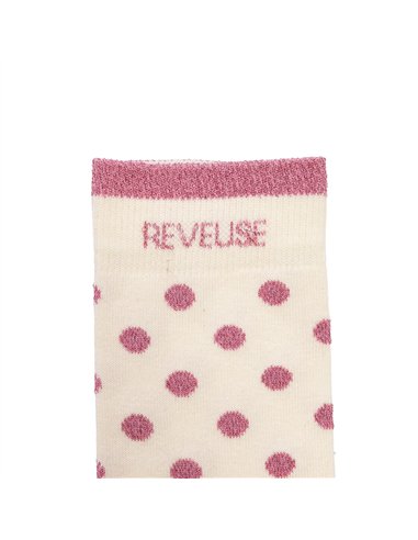 Chaussettes hautes "REVEUSE" – pois écru/ rose - Poule House
