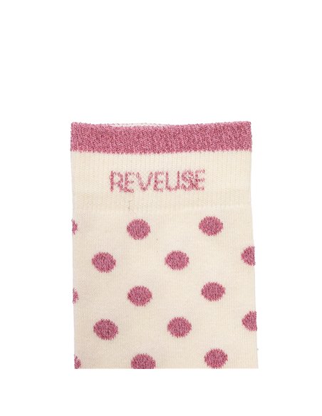 Chaussettes hautes "REVEUSE" – pois écru/ rose - Poule House