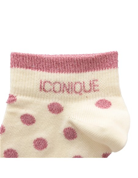 Chaussettes sneakers "ICONIQUE" – pois écru/ rose - Poule House