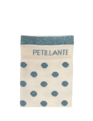 Chaussettes hautes "PETILLANTE" – pois écru/ vert de gris - Poule House
