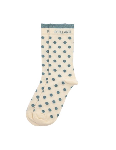 Chaussettes hautes "PETILLANTE" – pois écru/ vert de gris - Poule House