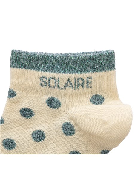 Chaussettes basses sneakers "SOLAIRE" – pois écru/ vert de gris - Poule House