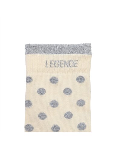 Chaussettes hautes "LEGENDE" – pois écru/ gris - Poule House