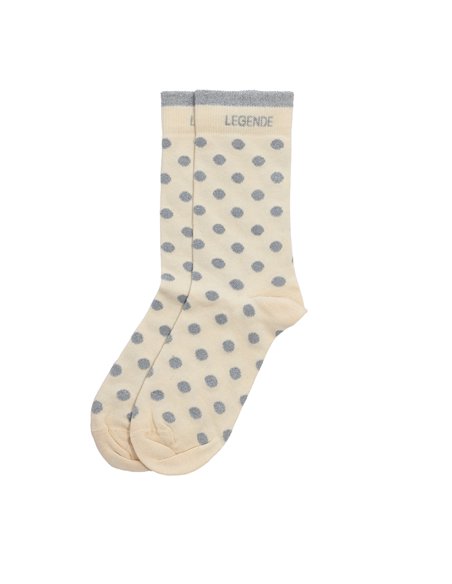 Chaussettes hautes "LEGENDE" – pois écru/ gris - Poule House