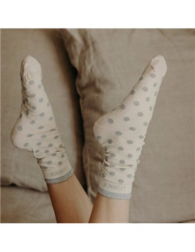 Chaussettes hautes "LEGENDE" – pois écru/ gris - Poule House