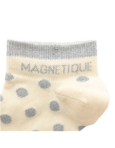 Chaussettes basses sneakers "MAGNETIQUE" – pois écru/ gris - Poule House