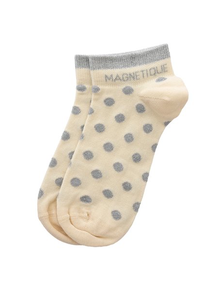 Chaussettes basses sneakers "MAGNETIQUE" – pois écru/ gris - Poule House